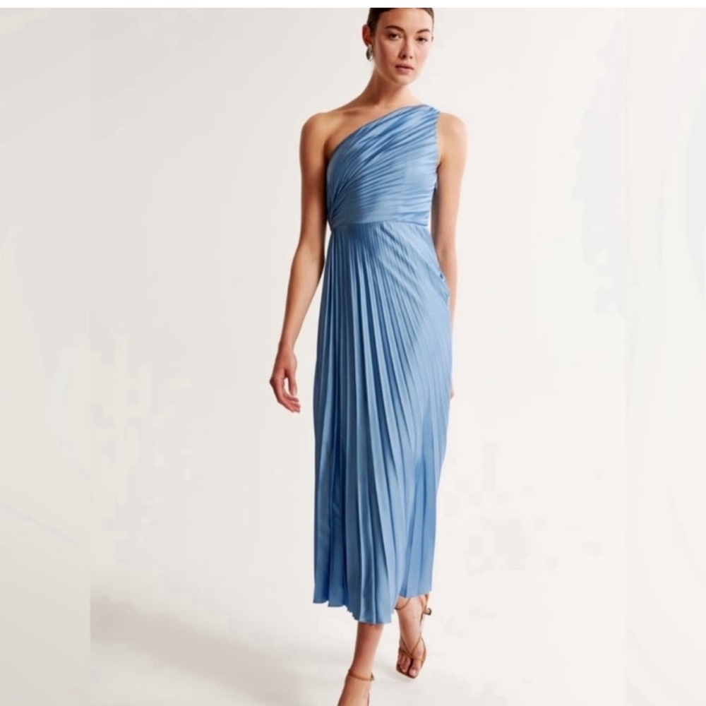 Abercrombie and Fitch one shoulder pleated maxi dress in Elegant Blue